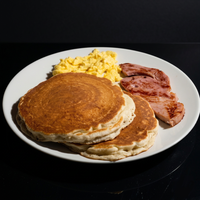 Two Pancakes & Eggs.